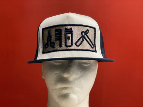 Cut Clip Shave Navy Blue and Silver snapback trucker